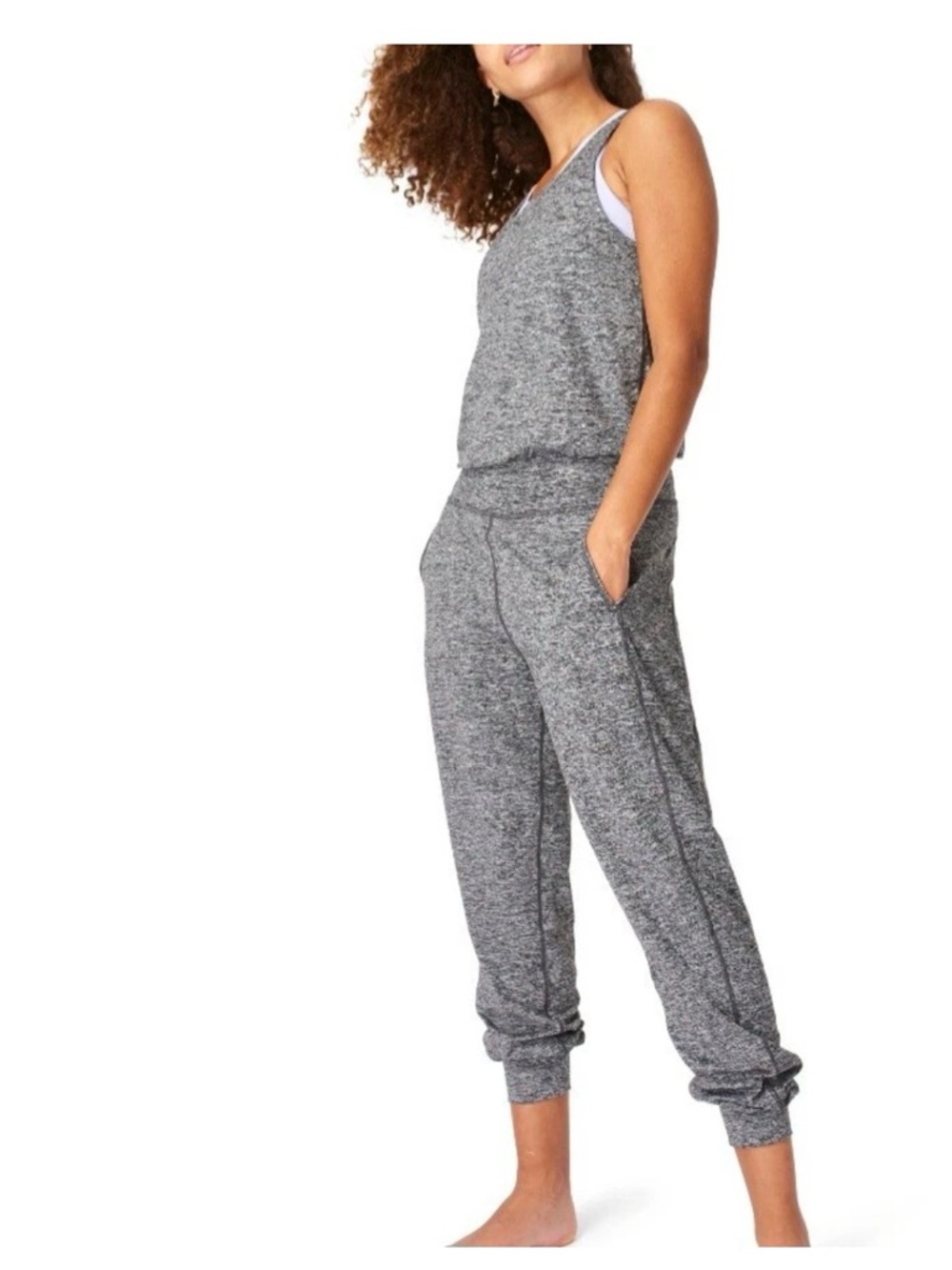 Sweaty Betty Gray Gary Sleeveless Studio Jumpsuit Size M